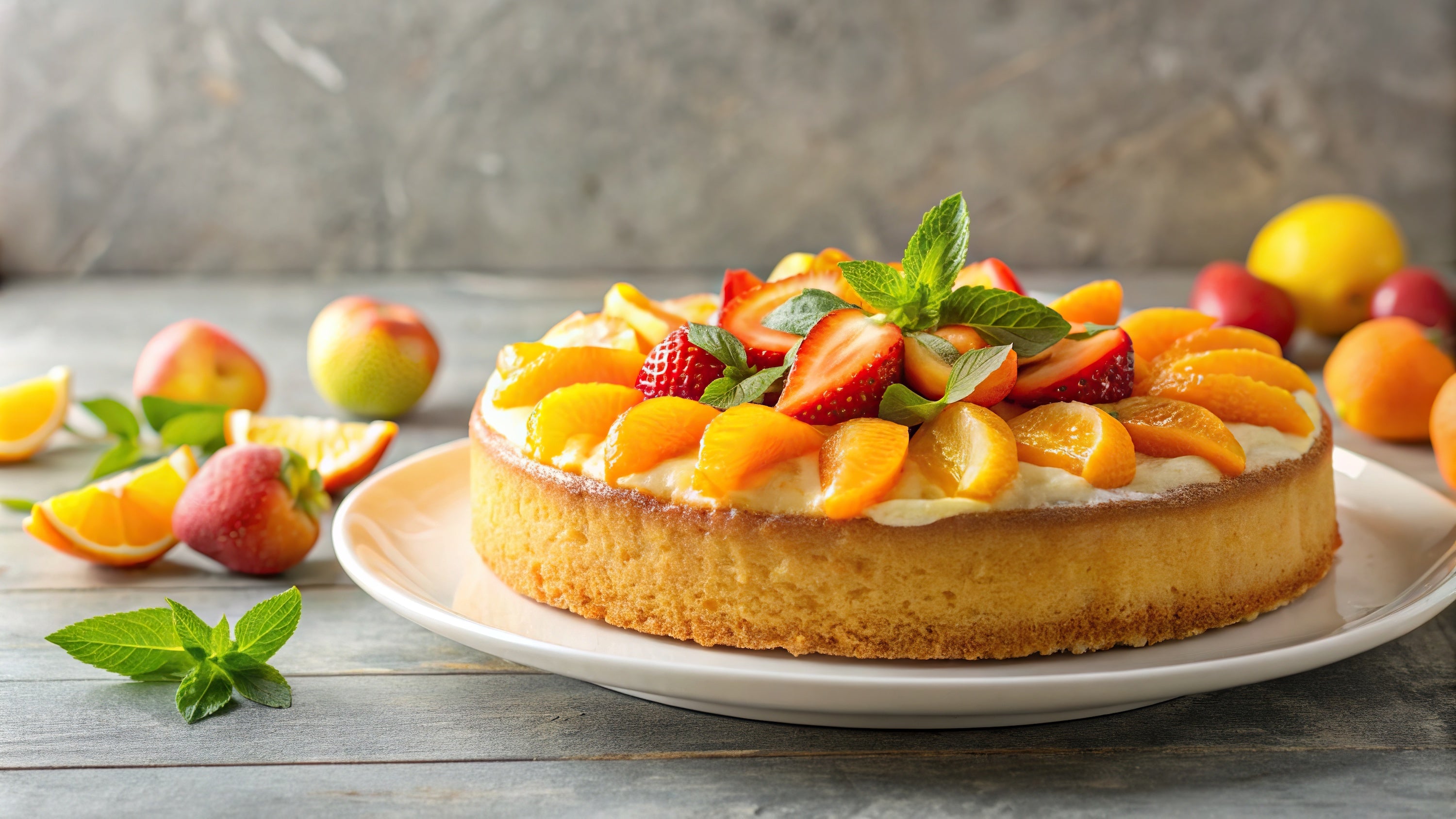 Mandelkake med frukt
