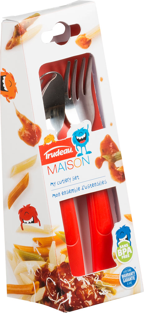 Barnebestikk skje og gaffel, set av 2 deler