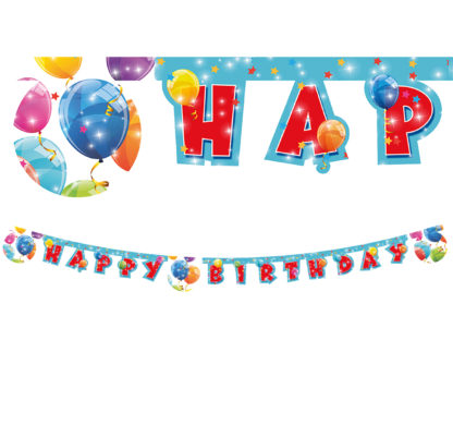 Banner i papp Ballonger, Happy Birthday