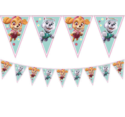 Flaggrekke Paw Patrol Skye And Everest, 9 flagg