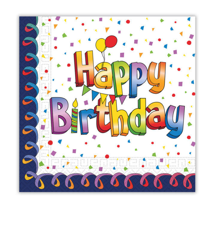 Papirservietter Happy Birthday 20 stk, 33x33cm