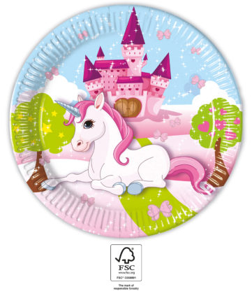 Papptallerken Unicorn 23 cm, 8 stk