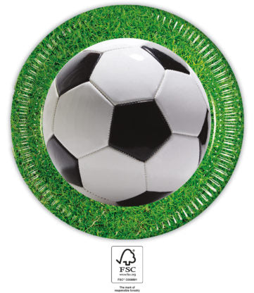 Papptallerken Fotball Party 23 cm, 8 stk
