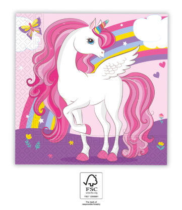 Papirservietter Unicorn Rainbow 20 stk, 33x33cm