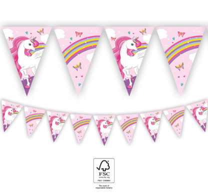 Flaggrekke Unicorn Rainbow i papir, 9 flagg