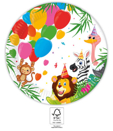 Papptallerken Jungle Balloons 23 cm, 8 stk