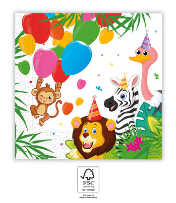 Papirservietter Jungle Balloons 20 stk, 33x33cm