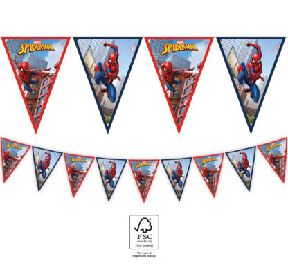 Flaggrekke Spider-Man Crime Fighter i papir, 9 fla