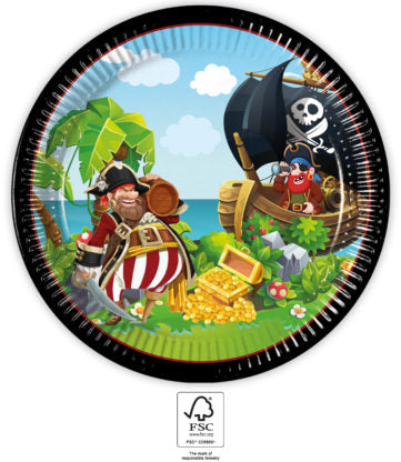 Papptallerken Island Pirates 23 cm, 8 stk