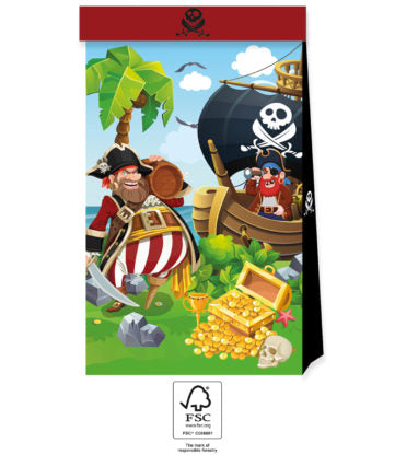 Gavepose i papir Island Pirates, 4 stk