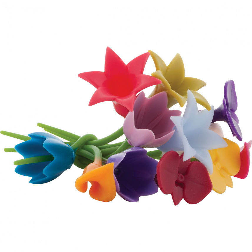 Wine Charms Blomster for merking av glass, 12 pk