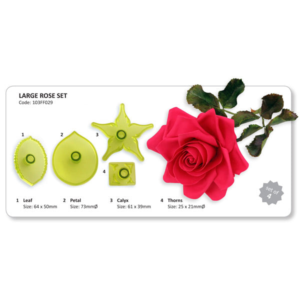 Mønsterform Large Rose, set of 4pc