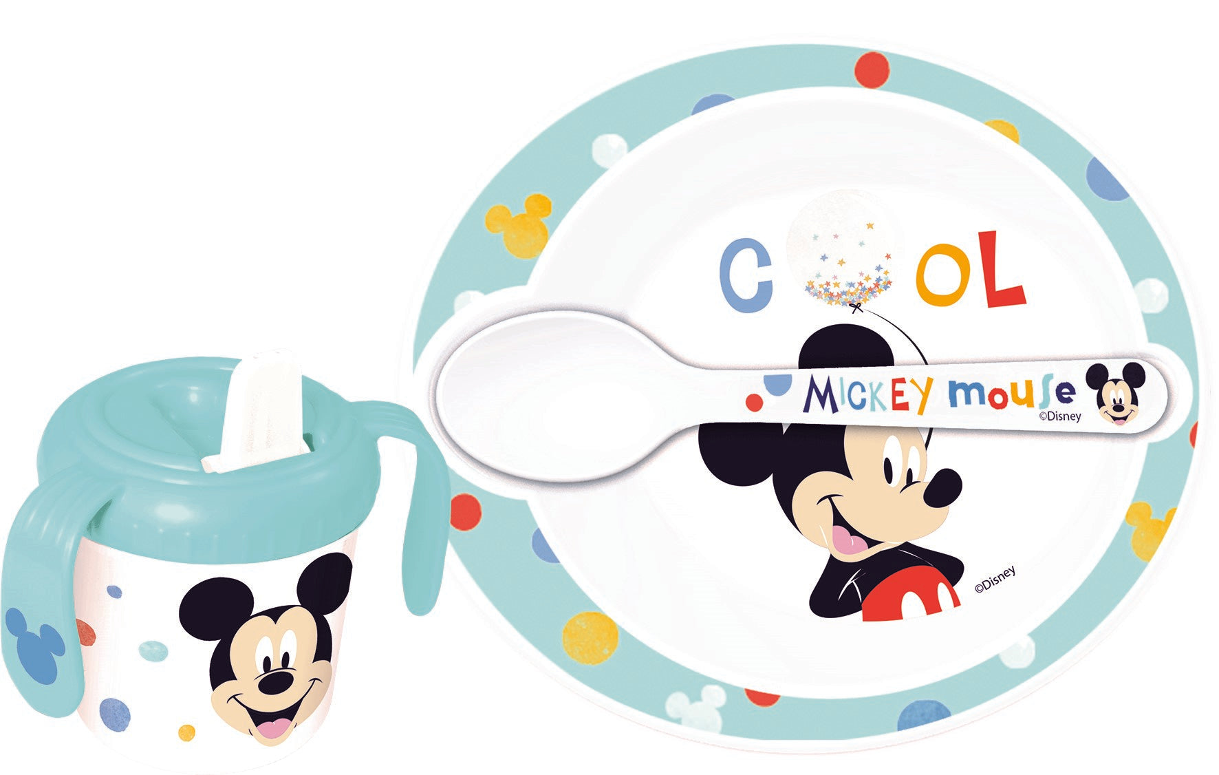 Barnesett Mickey Baby, Tutekopp, skje og dyp talle