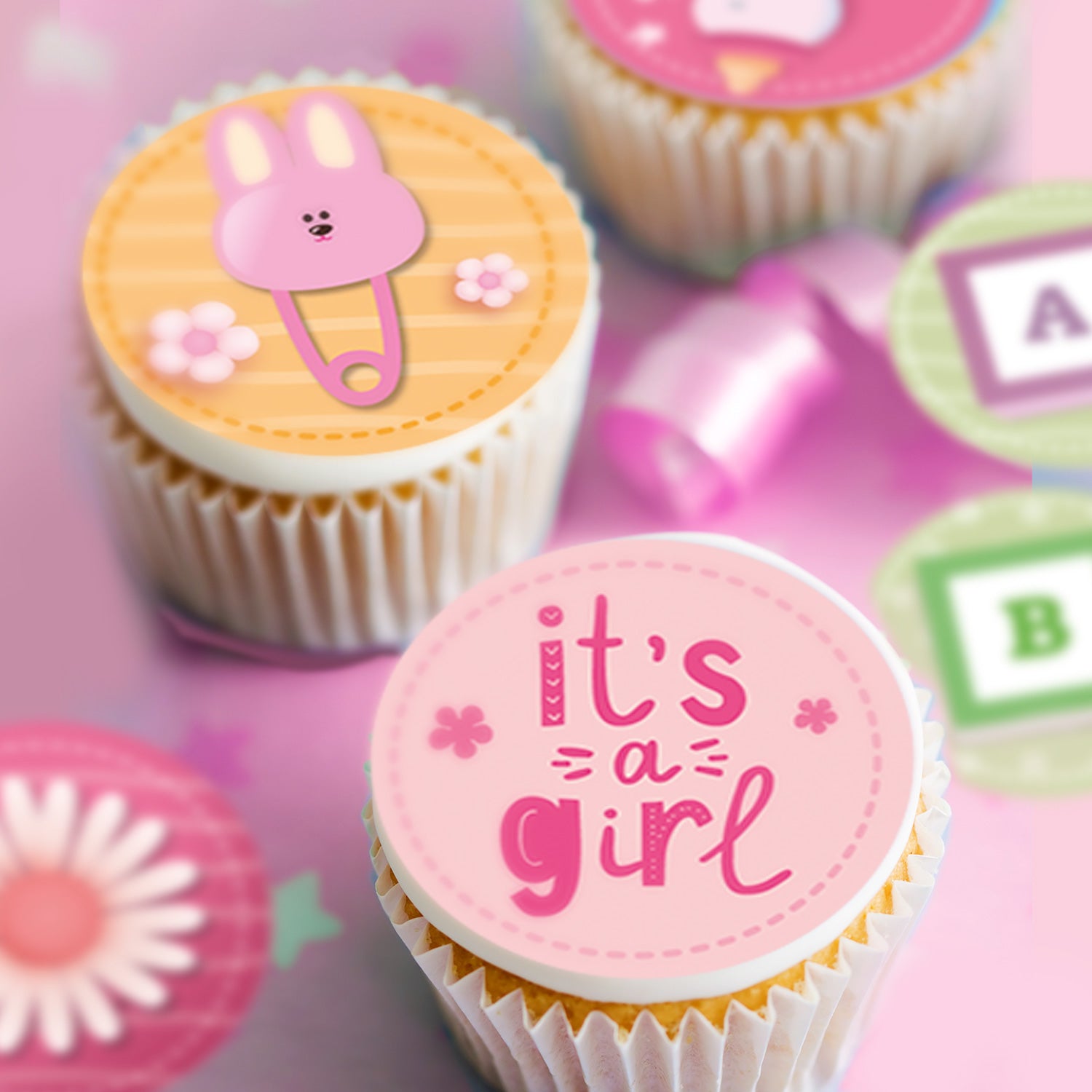 Kakebilder BabyGirl Wafer 3,4cm 2