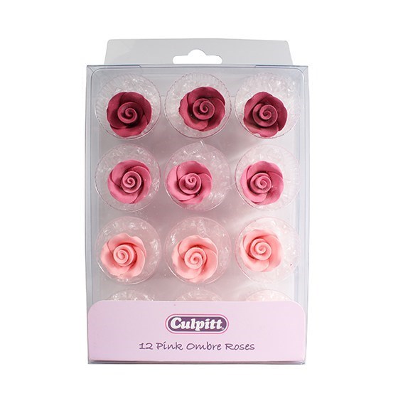 Kakepynt spiselig, Roser Rosa ass 12 stk