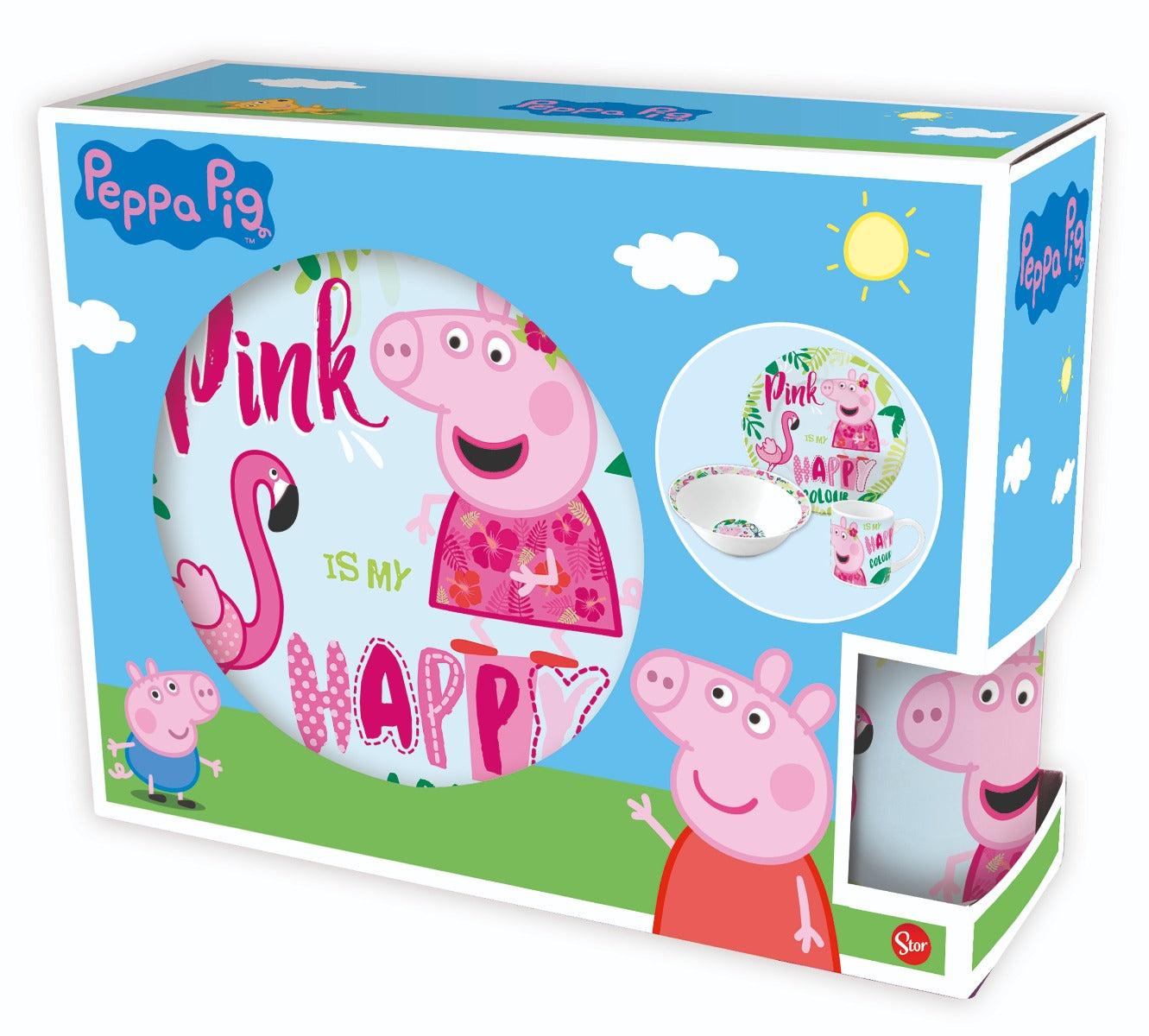 Barnesett i keramikk 3 deler, Peppa Pig Flamingo 4