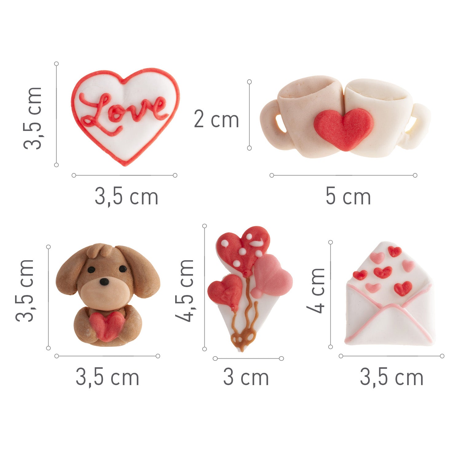 Kakepynt Spiselig Valentine Assortert 30stk