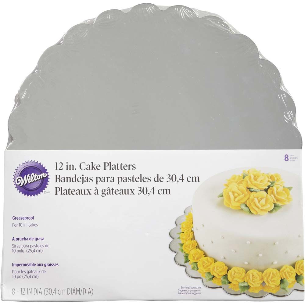 Kakeplate silver, 30cm, 8 stk