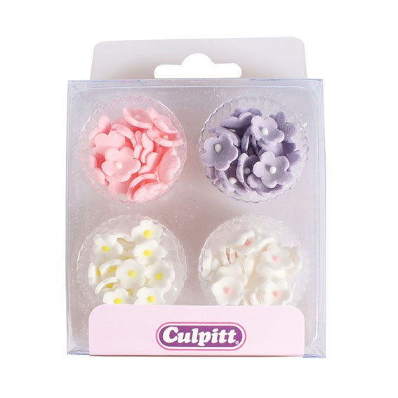 Kakepynt spiselig, Miniblomster 4 farger 100 stk 2