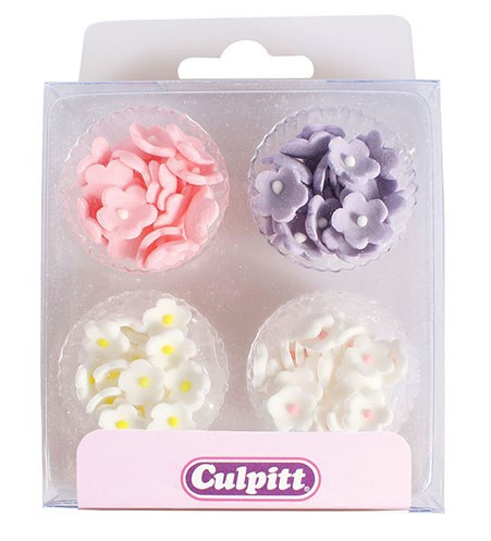 Kakepynt spiselig, Miniblomster 4 farger 100 stk