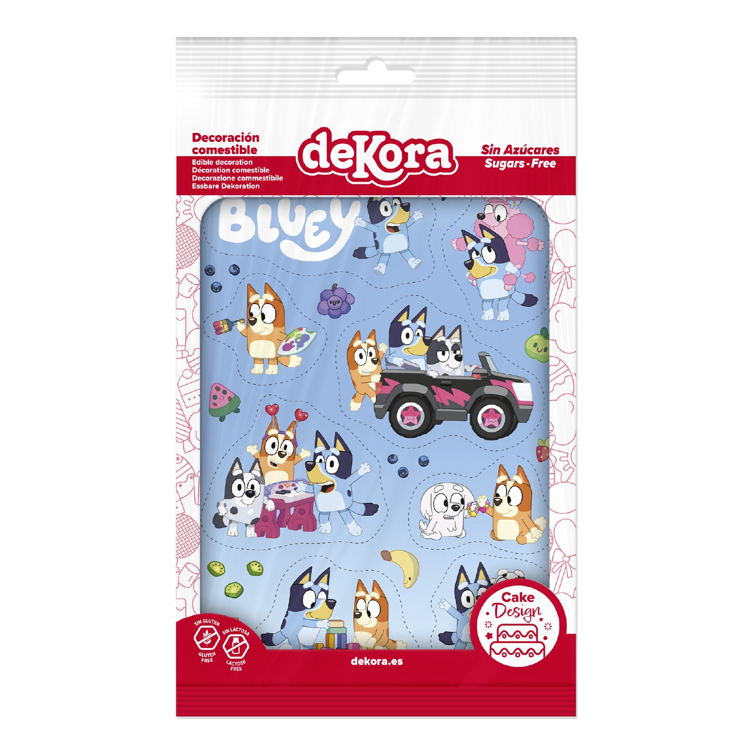 Kakebilde Bluey og Bingo 14,8x21cm, sukkerfri