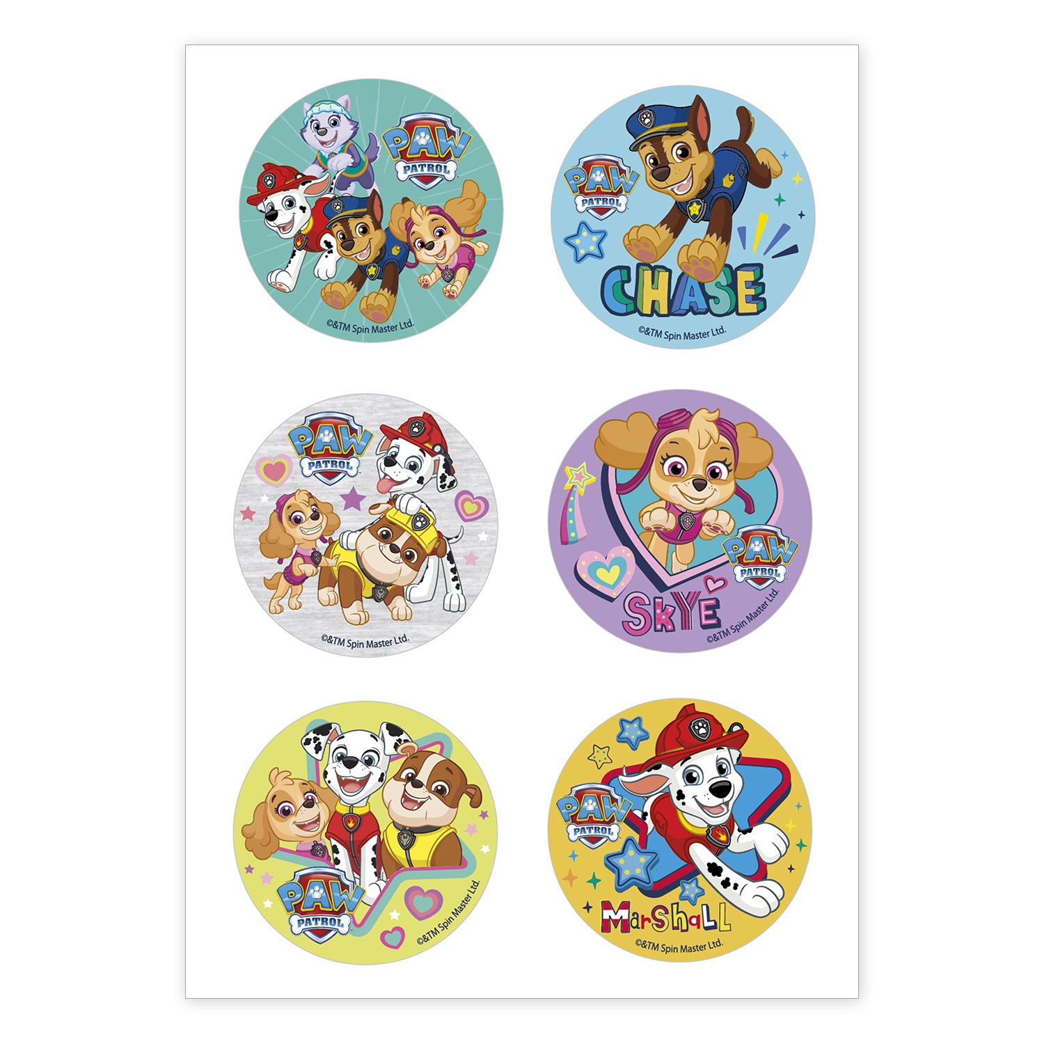Kakebilder Paw Patrol 5,8 cm, 6 stk