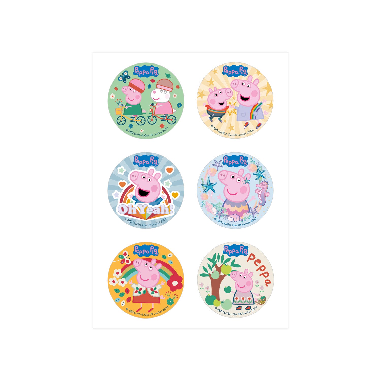 Kakebilder Peppa Gris 5,8 cm, 6 stk