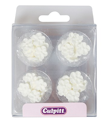 Kakepynt spiselig, Miniblomster Hvite 48 stk