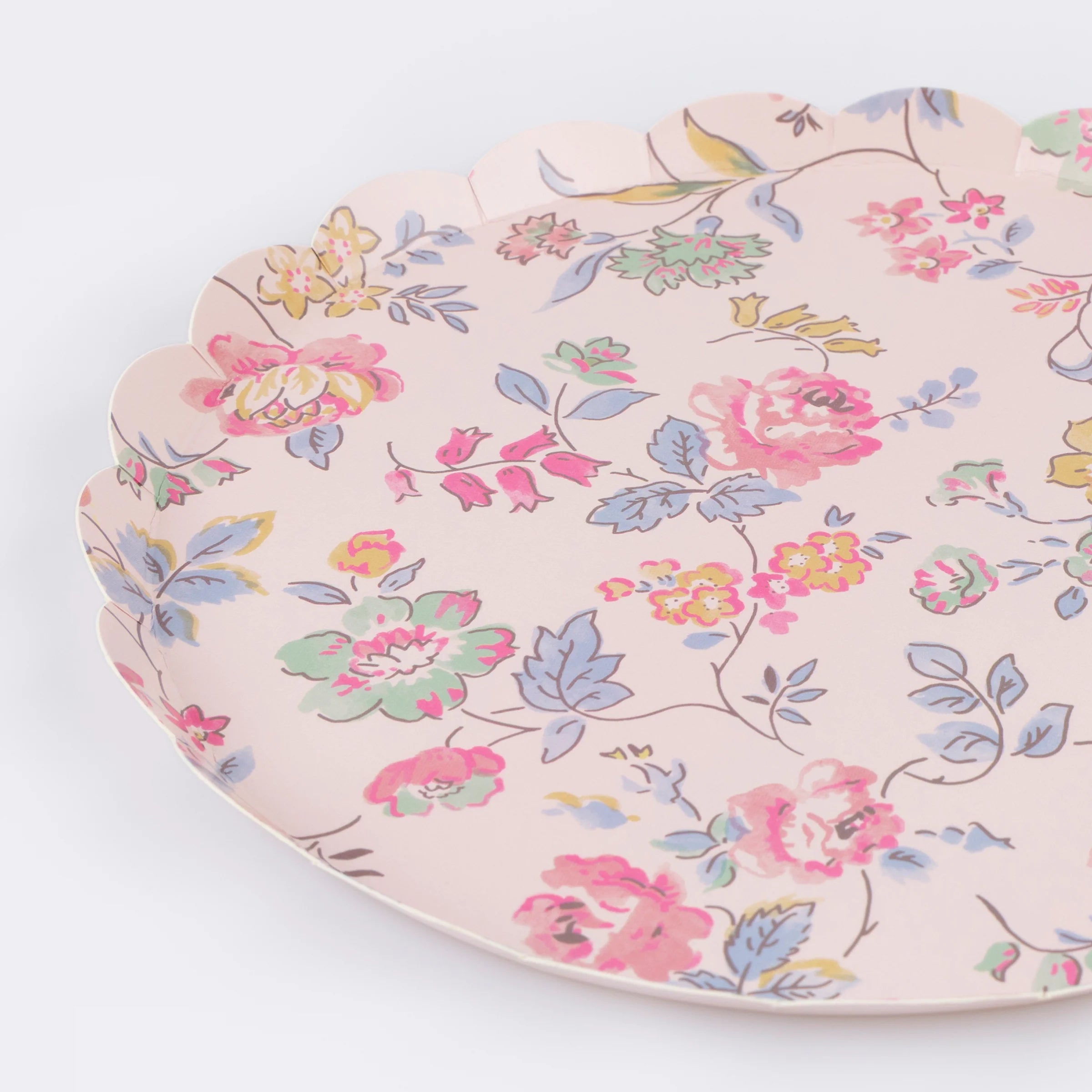 Meri Meri Papptallerken Rosa Chintz 21 cm, 8 stk