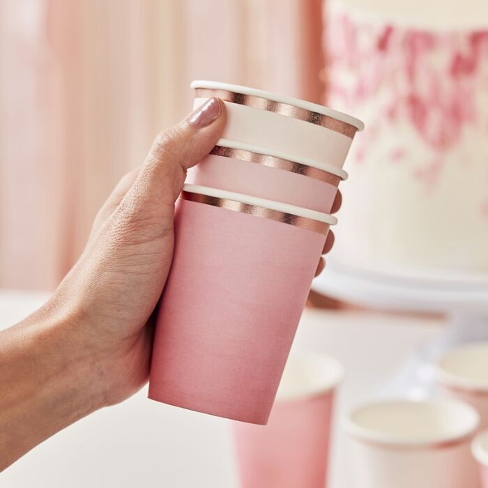 Drikkekrus i Papp, Ombre Pink 8 stk, 9 x 7 cm 3