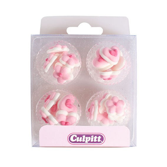 Kakepynt spiselig, Minihjerter Rosa 24 stk