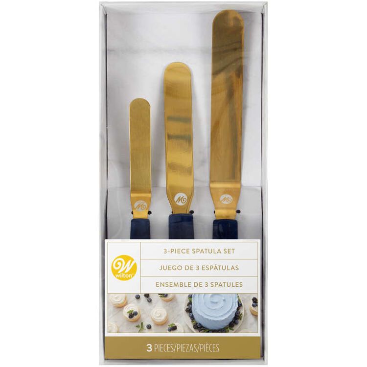 Spatula set 3 dl i Messingfarge og Blått