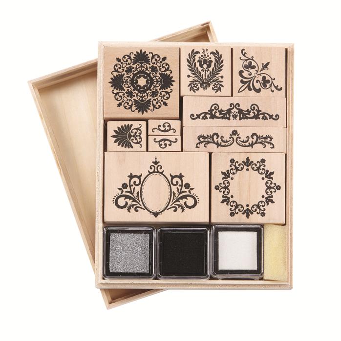 Stamp Set Flourish Wooden