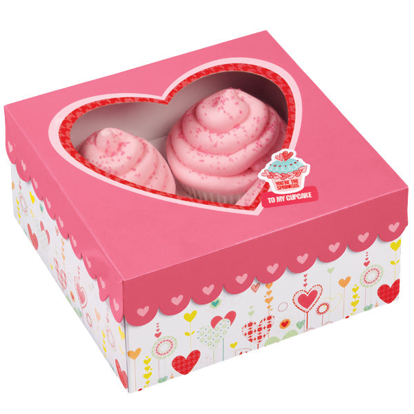 Gaveeske til 4 Cupcake, Hjerter, 3 pc
