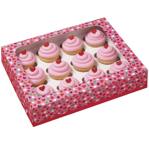 Gaveeske til 12 Mini Cupcake, Hjerter, 3 stk