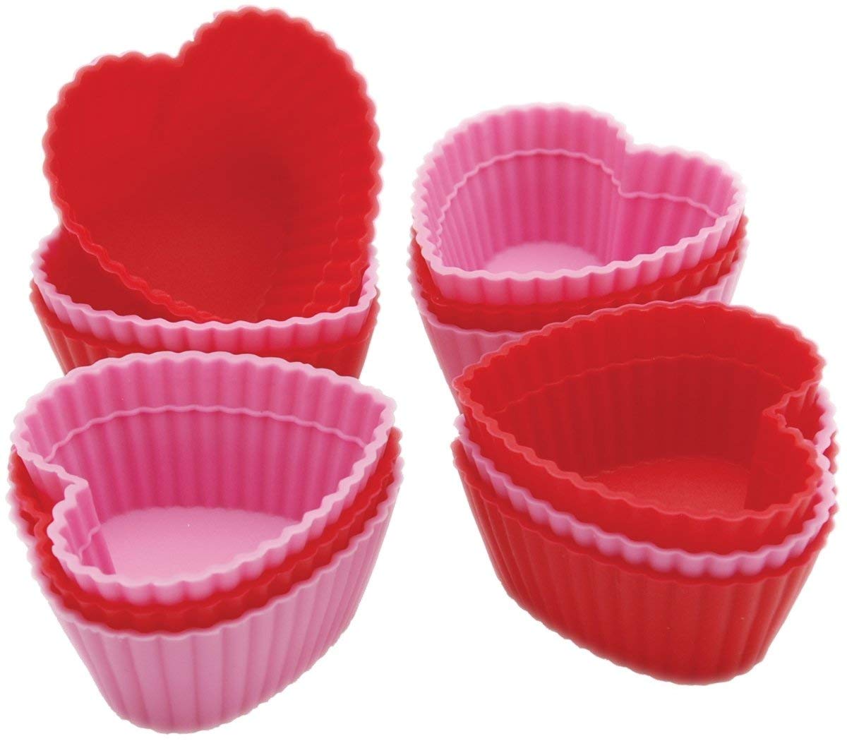 Muffinsform i silikon, Hjerte lite, 12 stk