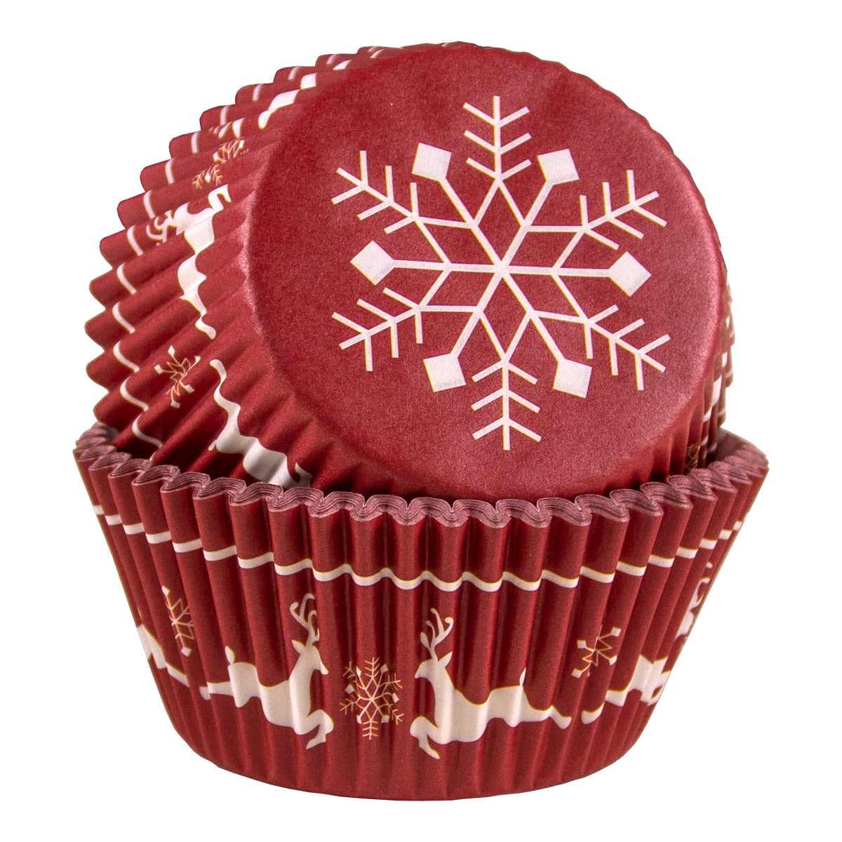 Muffinsform Rød Snøkrystall 50 pk Std.