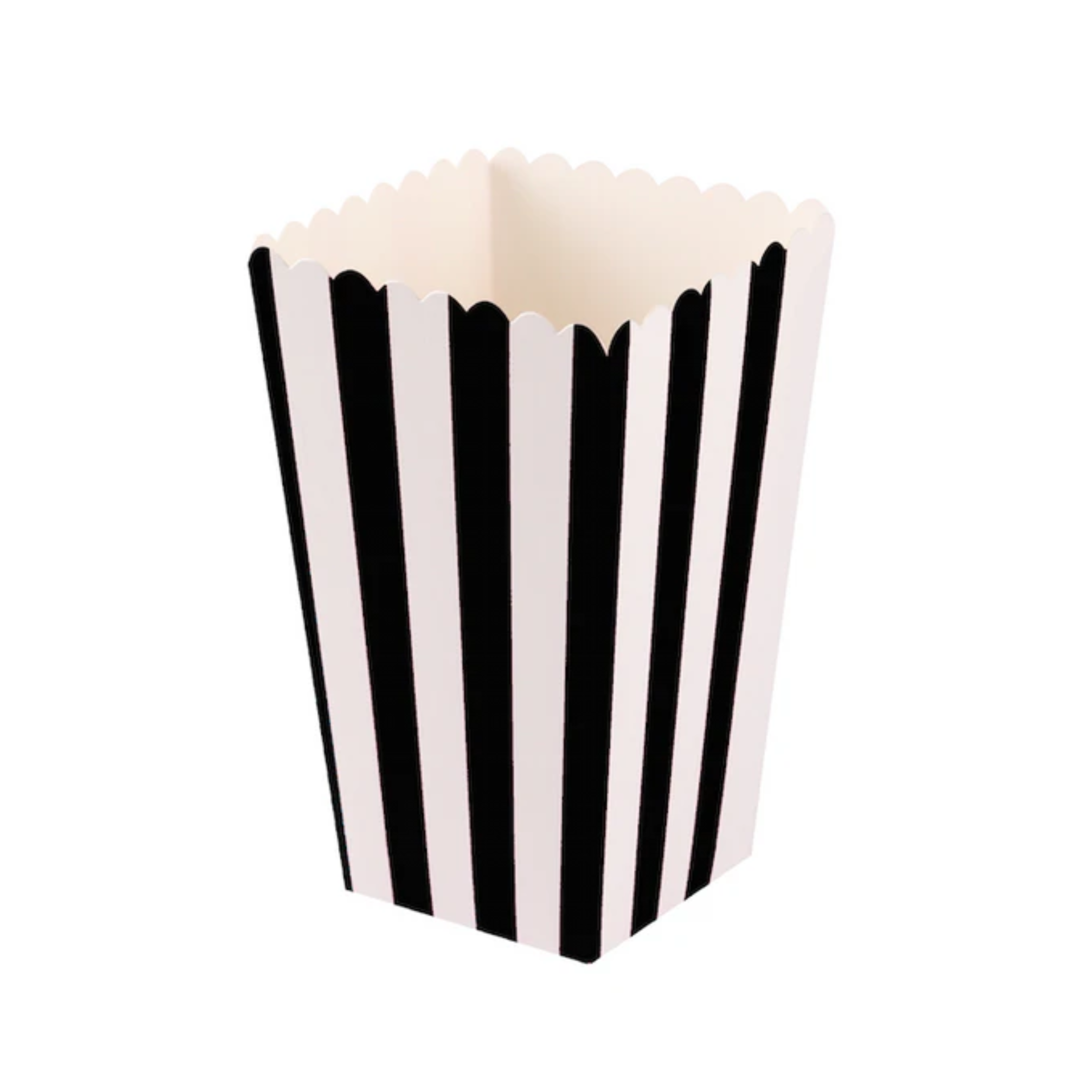 Boks Popcorn Svart/Hvit Striper, 6 stk
