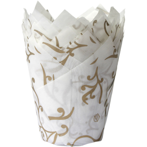 Muffinsform STD Tulip Hvit/Gull, 24 stk