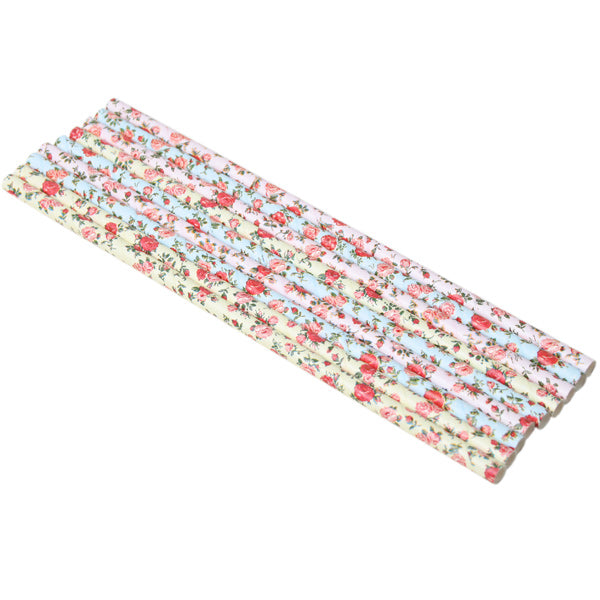 Sugerør i papir Blomster, 24 pk