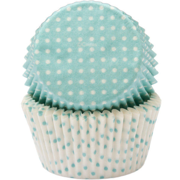 Muffinsform STD Turkis/Hvit miniprikker, 50 stk