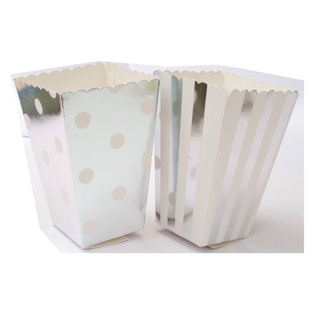 Boks Popcorn Sølv/Hvit Striper, 6 stk 2