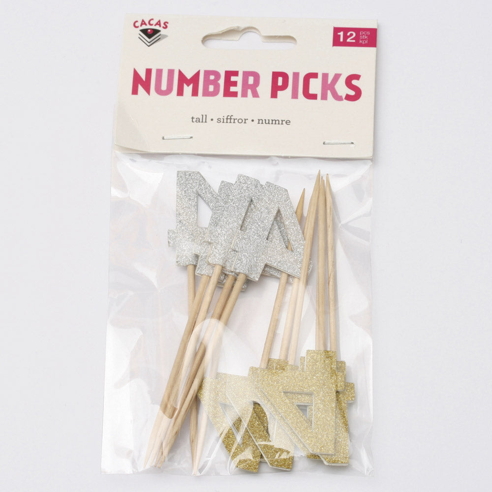 Tall 4 i papp, 12 stk ass Gull/Sølv 2