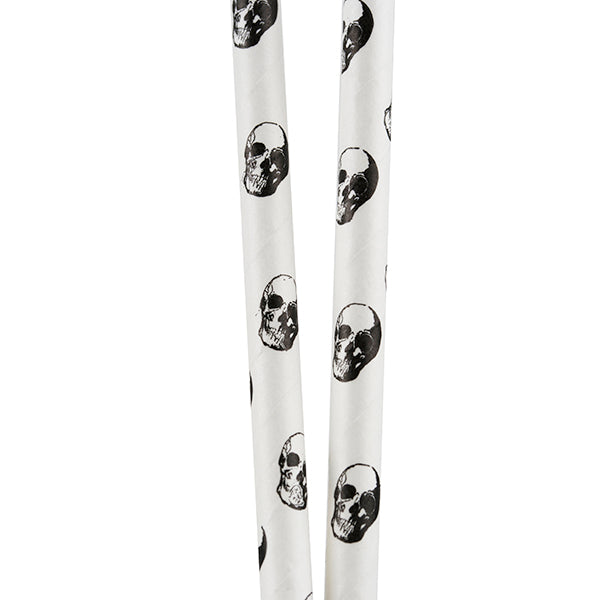 Sugerør i papir hodeskaller, 12 pk