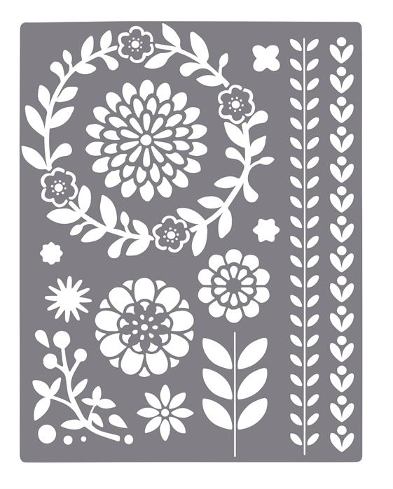 Stensil Modern Floral Embossing
