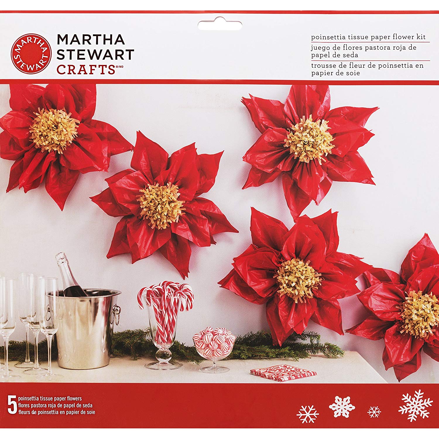 Pom-Poms Poisettia kits Red, 5 stk 2