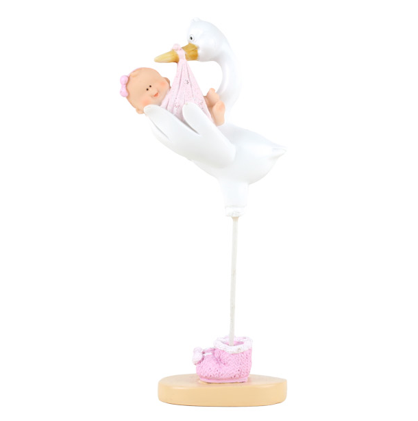Baby Rosa og Stork 10 cm