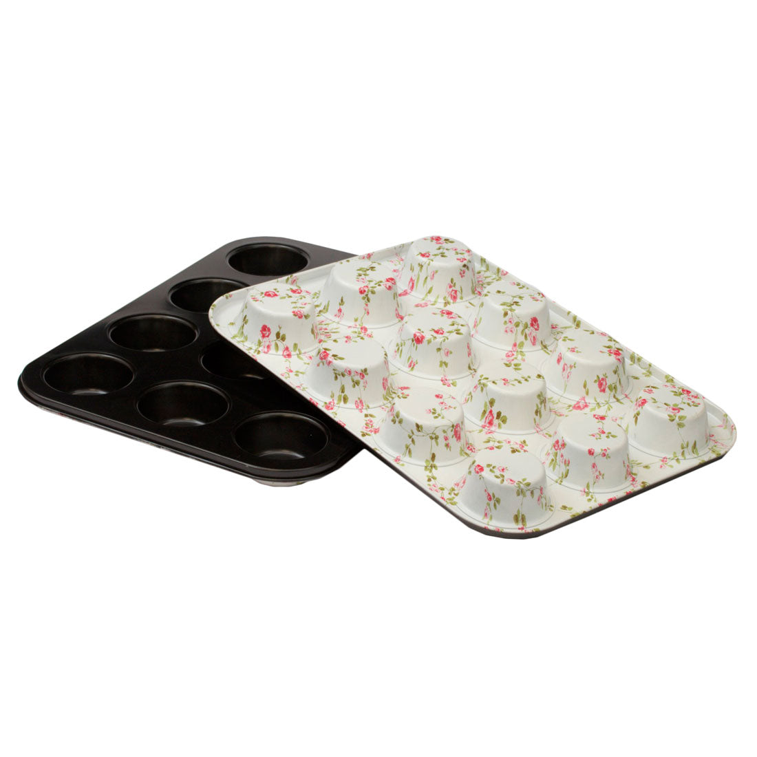 Muffinsbrett Standard Rosa blomster, 12 hull