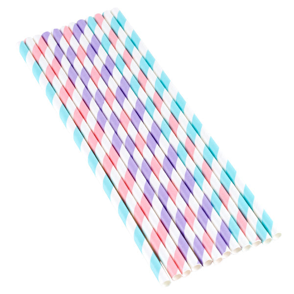 Sugerør i papir pastell, 12 pk