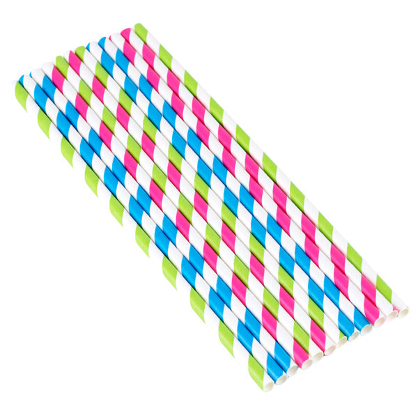 Sugerør i papir ass farger, 12 pk